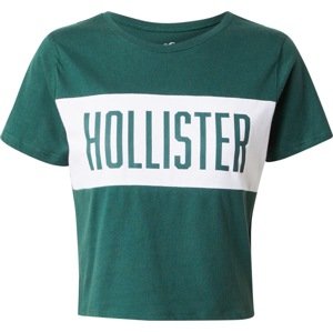 HOLLISTER Tričko smaragdová / bílá