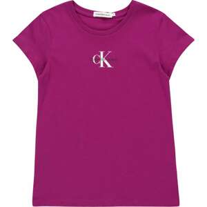 Calvin Klein Jeans Tričko purpurová / černá / bílá