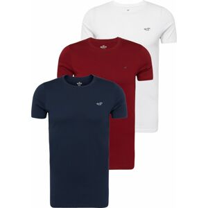 HOLLISTER Tričko námořnická modř / tmavě červená / bílá