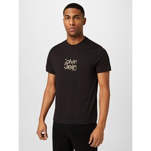 Calvin Klein Tričko béžová / černá