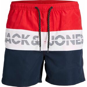 JACK & JONES Plavecké šortky námořnická modř / červená / offwhite