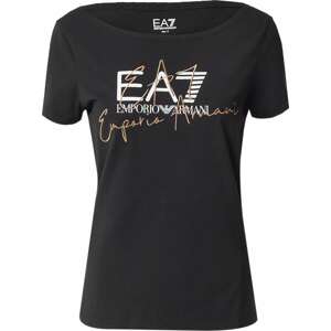 EA7 Emporio Armani Tričko zlatá / černá / bílá