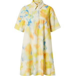 ARMEDANGELS Košilové šaty 'TALIZA' nebeská modř / žlutá / oranžová / přírodní bílá