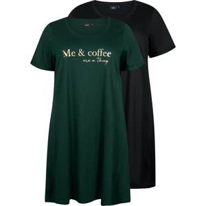 Zizzi Noční košilka 'MALLY' zlatá / zelená / černá