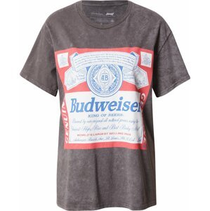 Nasty Gal Tričko 'Budweiser' modrá / čedičová šedá / červená / bílá