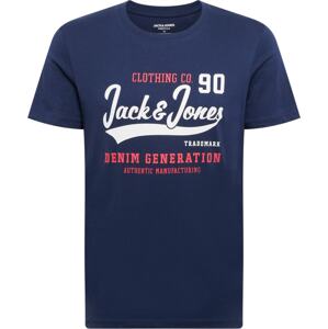 JACK & JONES Tričko námořnická modř / světle červená / bílá