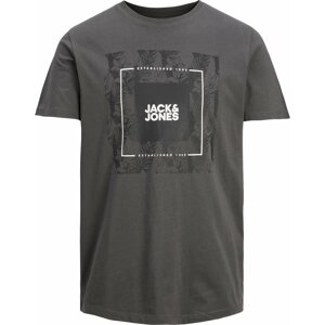 JACK & JONES Tričko 'Tropicana' grafitová / černá / offwhite