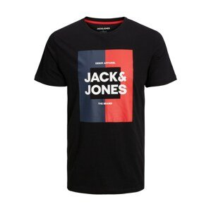JACK & JONES Tričko 'Oscar' marine modrá / světle červená / černá / bílá