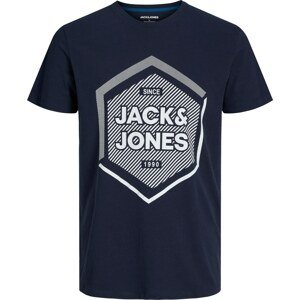 JACK & JONES Tričko 'STEIN' noční modrá / bílá