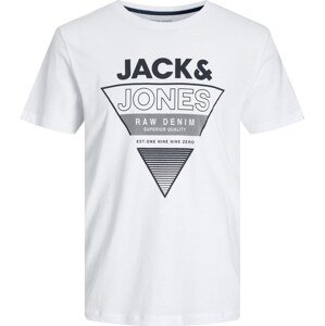 JACK & JONES Tričko 'STEIN' černá / bílá