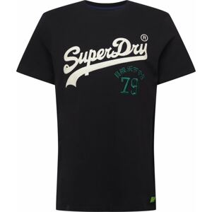 Tričko Superdry béžová / tmavě zelená / černá