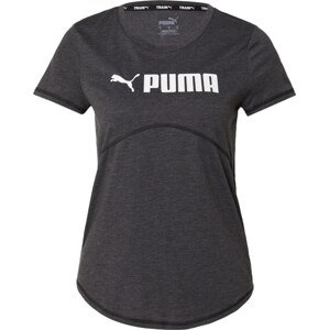 Funkční tričko 'Fit Heather Tee' Puma černý melír / bílá