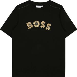 Tričko BOSS Kidswear světle hnědá / černá