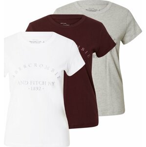 Tričko Abercrombie & Fitch šedý melír / burgundská červeň / bílá