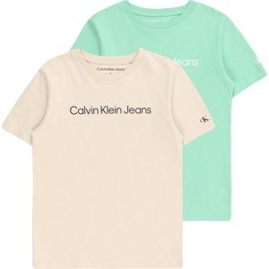 Tričko Calvin Klein béžová / světle zelená / černá / bílá