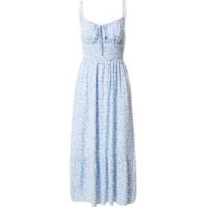 Letní šaty Hollister kouřově modrá / pastelová fialová / bílá