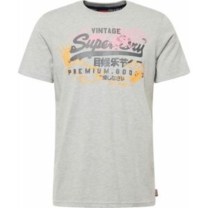 Tričko 'Narrative' Superdry šedý melír / oranžová / pink