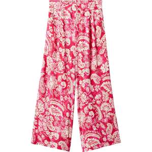 Kalhoty se sklady v pase 'LIFE' Mango pitaya / světle růžová / bílá