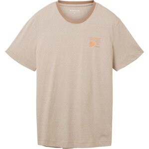 Tričko Tom Tailor tmavě béžová / oranžová / bílá