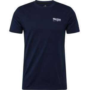 Tričko 'EMEA' Hollister námořnická modř / bílá