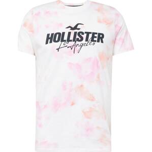Tričko Hollister pink / černá / offwhite