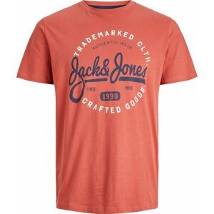 Tričko 'MIKK' jack & jones námořnická modř / oranžově červená / bílá