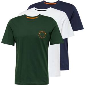 Tričko 'WARRIOR' jack & jones námořnická modř / tmavě zelená / oranžová / offwhite