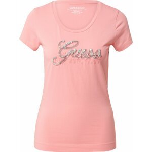 Tričko Guess růžová / stříbrná / bílá