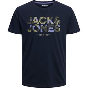 Tričko 'James' Jack & Jones Plus námořnická modř / khaki / tmavě zelená / lenvandulová