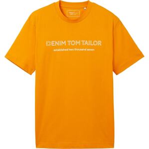 Tričko Tom Tailor Denim jasně oranžová / bílá