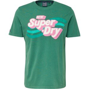 Tričko Superdry zelená / pink / bílá