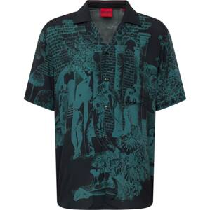 Košile 'Ellino' HUGO antracitová / petrolejová / smaragdová / nefritová
