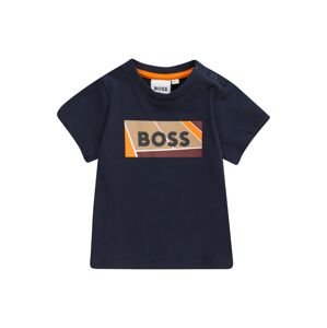 BOSS Kidswear Tričko marine modrá / světle hnědá / oranžová / bílá