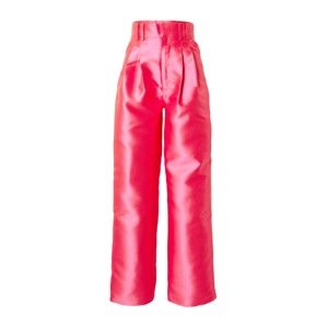 Warehouse Kalhoty se sklady v pase 'Satin Twill High Waisted Wide Leg Trouse' pink
