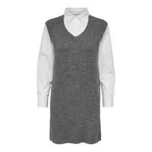 JDY Košilové šaty 'Drea' šedý melír / bílá