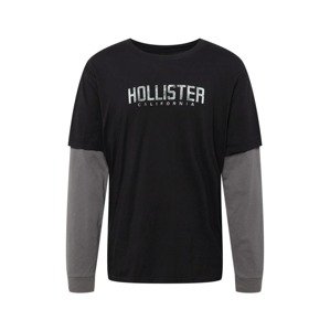 HOLLISTER Tričko grafitová / černá / bílý melír