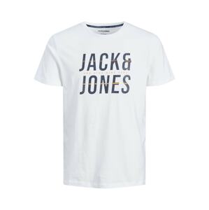 Jack & Jones Plus Tričko 'Xilo'  námořnická modř / oranžová / offwhite
