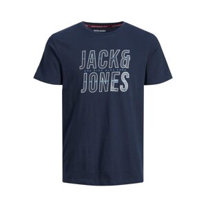 Jack & Jones Plus Tričko 'XILO'  námořnická modř / světlemodrá / šedá / bílá