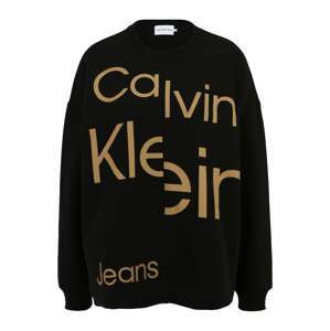 Calvin Klein Mikina  tmavě béžová / černá