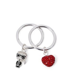 Karl Lagerfeld Sada šperků ' Ikonik Pave Heart'  červená / černá / stříbrná
