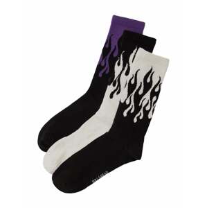 Pull&Bear Ponožky  tmavě fialová / černá / přírodní bílá