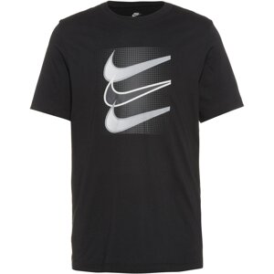 Nike Sportswear Tričko 'SWOOSH' kámen / černá / bílá