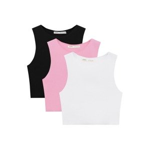 Pull&Bear Top pink / černá / bílá