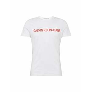 Calvin Klein Jeans Tričko 'INSTITUTIONAL SLIM LOGO TEE'  červená / bílá