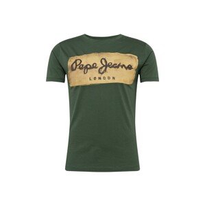 Pepe Jeans Tričko 'CHARING'  světle béžová / tmavě zelená