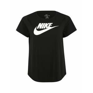 Nike Sportswear Tričko 'W NSW TEE ESSNTL FUTURA PLUS'  černá / bílá