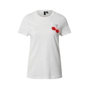 VERO MODA Shirt 'VMSAFINAFRANCIS SS TOP BOX JRS'  červená / bílá