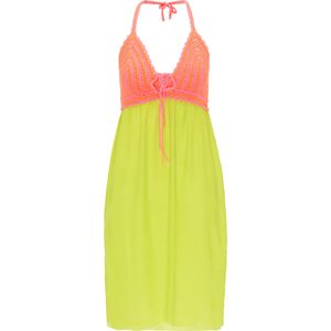 MYMO Letní šaty  svítivě zelená / světle růžová / svítivě oranžová