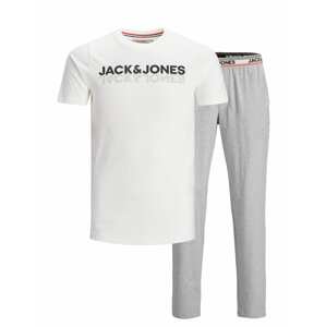 JACK & JONES Pyžamo dlouhé  bílá / šedý melír / černá