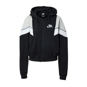 Nike Sportswear Mikina s kapucí  černá / bílá / světle šedá